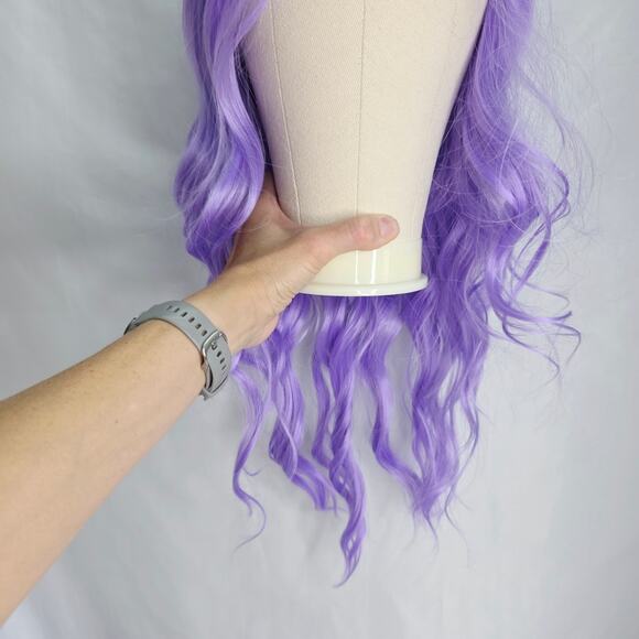 Long  Purple Wavy Wig 26" Middle Part Curly heat resistant synthetic material - Picture 3 of 13